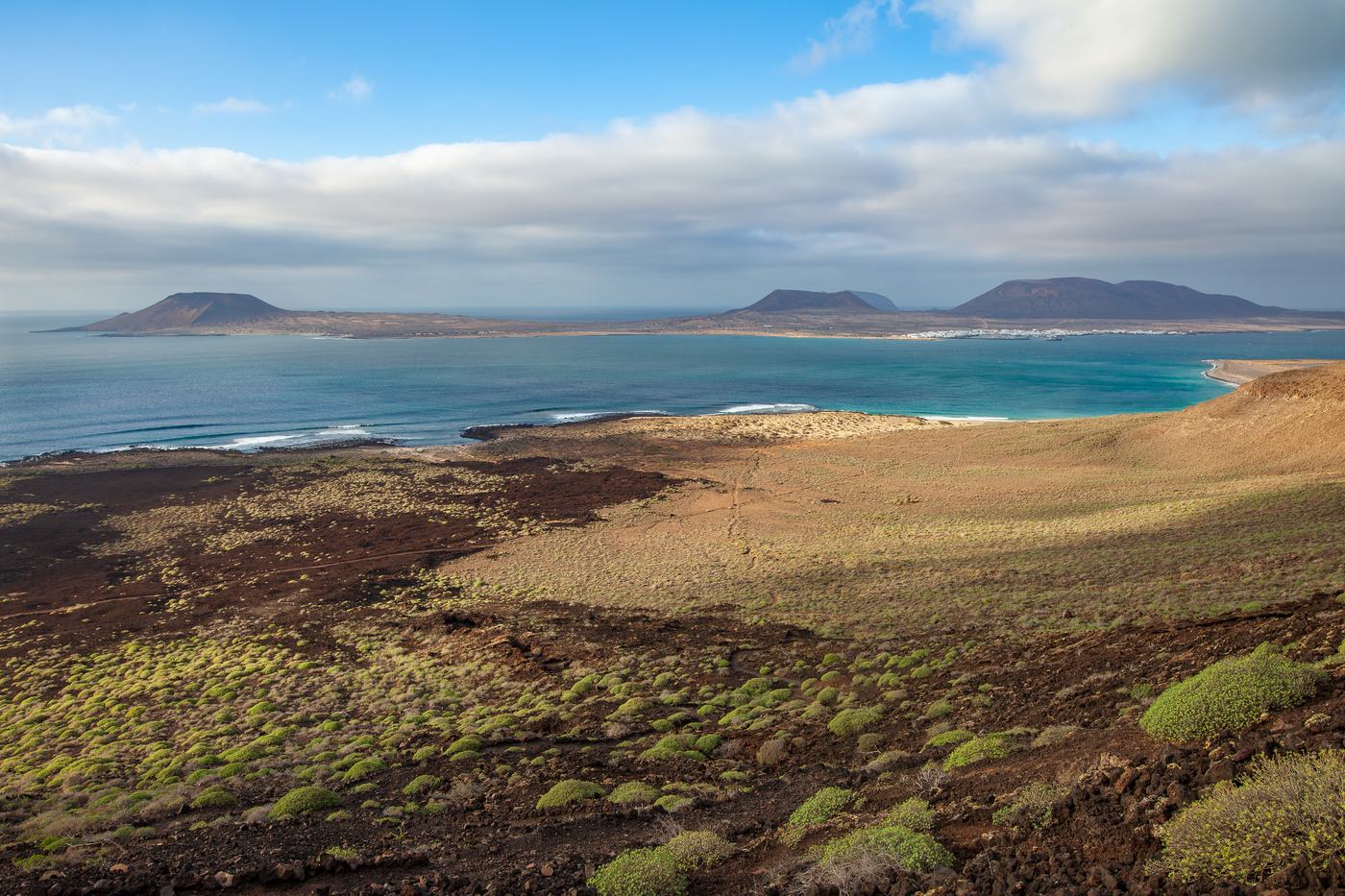 View from Lanzarote across the sea to La Graciosa